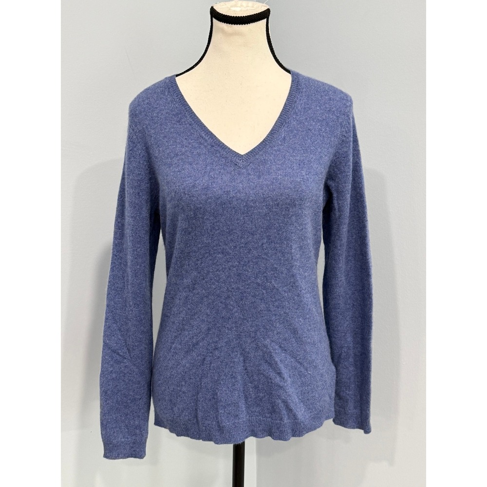 NWT Charter Club Small Luxury 100% Cashmere V-Neck Sweater Bluegrass Heather